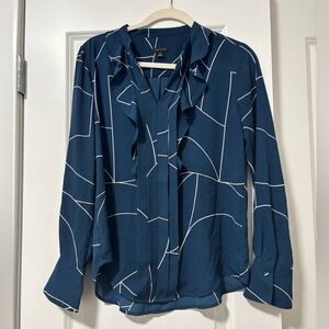Ann Taylor Teal Abstract Blouse